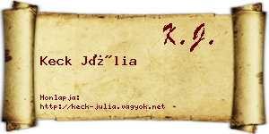 Keck Júlia névjegykártya